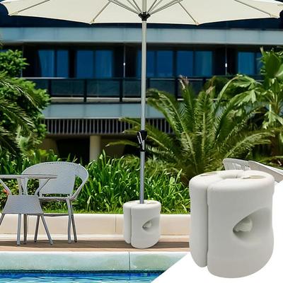Weighted Umbrella Base Round Parasol Weighted Base Windproof Canopy Stand Easy Assembly Drum Weights Fill With Water Or Sand For