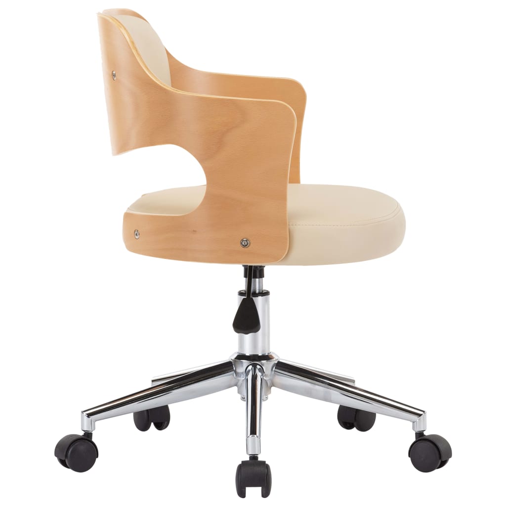 Dining Chair Swivel Cream Bentwood Frame and Faux Leather