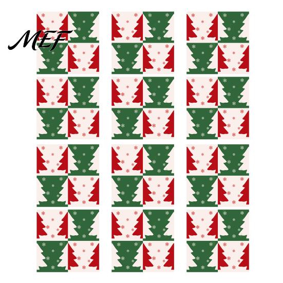 Schäl-und-Kleb-Bodenfliesen 12 Stück Selbst?Klebende Fliesenaufkleber, 2D Wasserdicht Öl?Beweis Wandtattoos mit verschleißfesten Dekorfolien Weihnachtsbaum Faux
