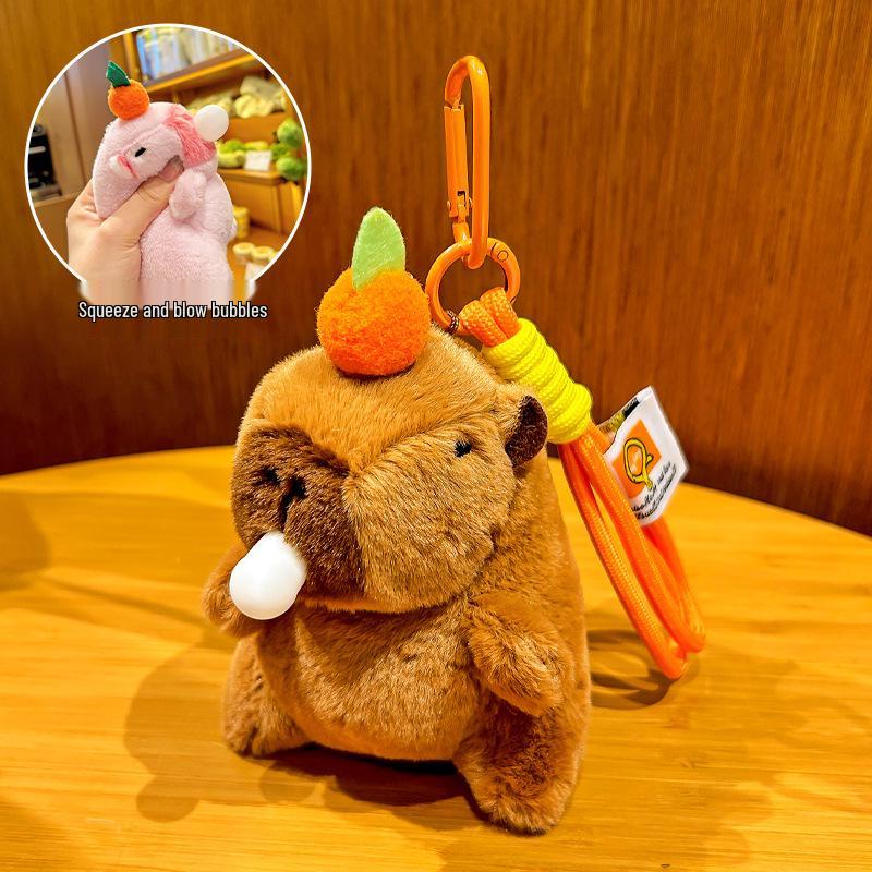 Creative Capybara Bubble-Blowing Keychain: Cartoon Decompression Doll Backpack Pendant