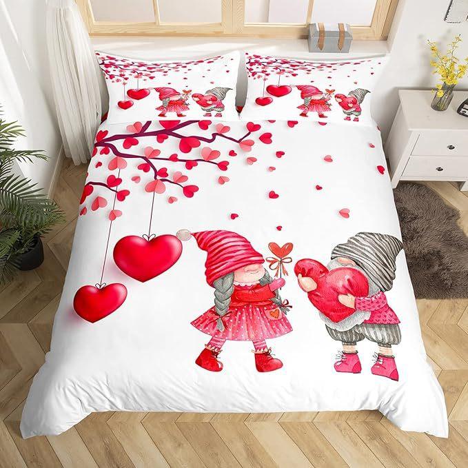3D Valentine's Day Duvet Cover 2/3 Pieces Romantic Love Bedding Set King/Queen Bed Full Size Luxury Duvet Cover Love Couple Cover