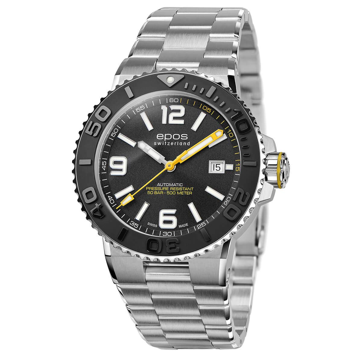 

Watch Epos Automatic 500m Water Resistant Ceramic Bezel Sportive 3441ABKM Silver [EPOS] Diver s Men s чорний