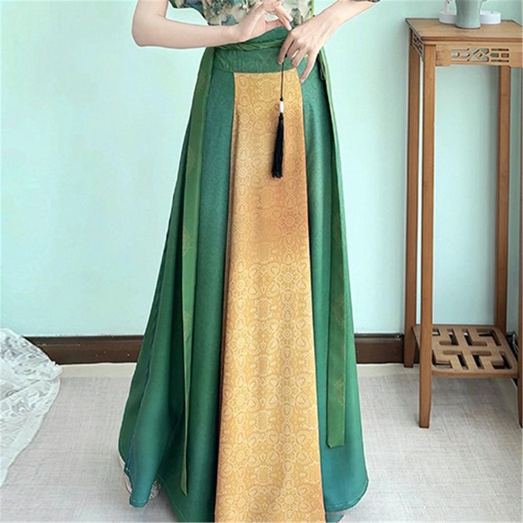 Chinese Tang Dynasty Style Hanfu Women's Tang Beizi Crew Neck Shirt Daily Waist-length One-piece Skirt