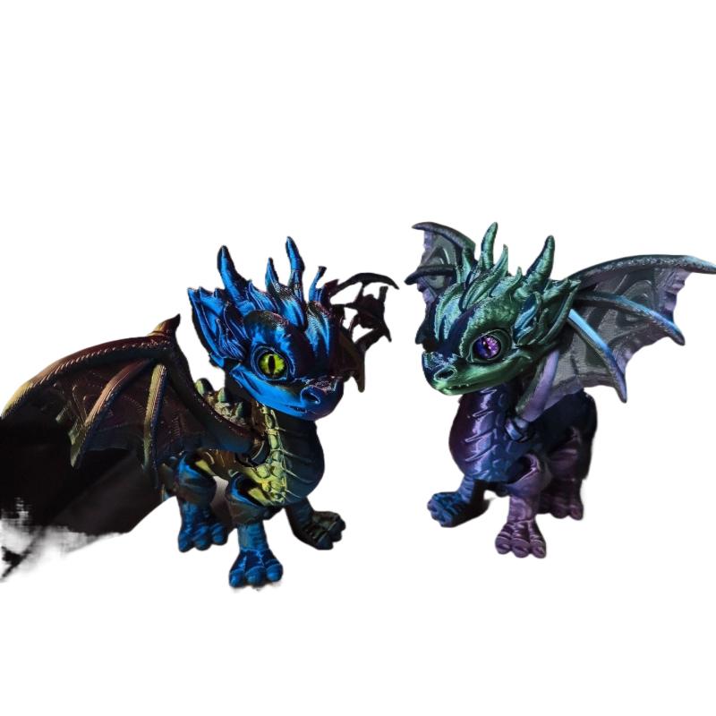 3D Printed Articulated Dragon Wings Tail Western Dragon Retracted Moved Ornament Model Figurine Gift