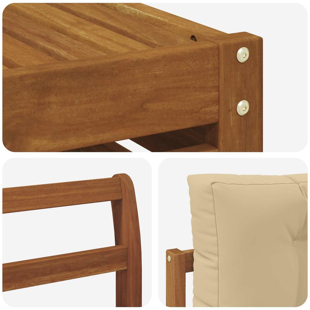Outdoor Sofa Set 9 pcs Natural & Beige Solid Acacia Wood
