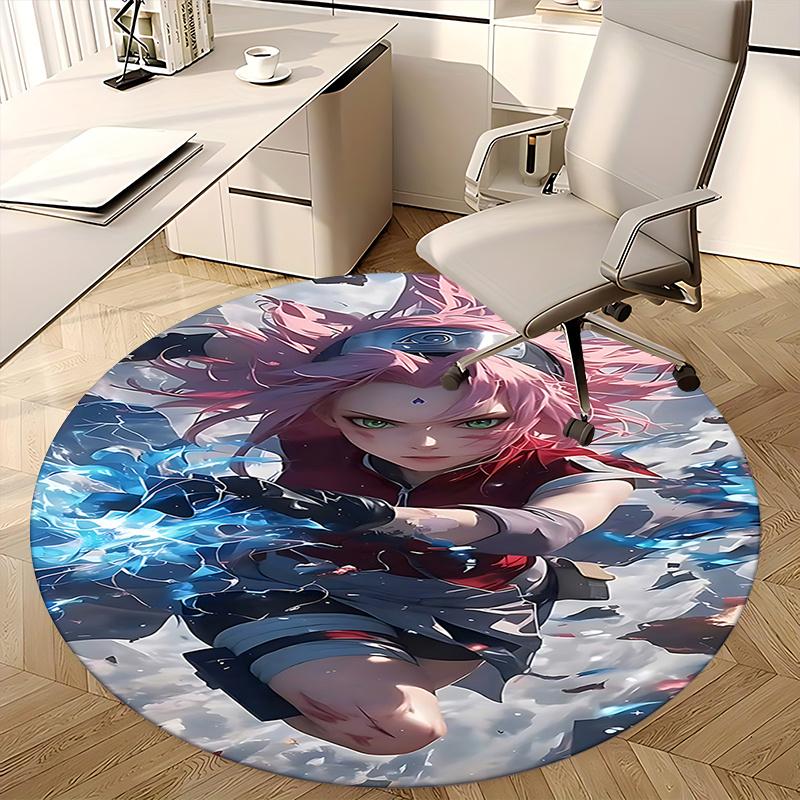 Naruto Sakura Round Chair Mat - Anime Inspired Home Decor Rug for Office, Living Room, Bedroom, Gift Idea0423b