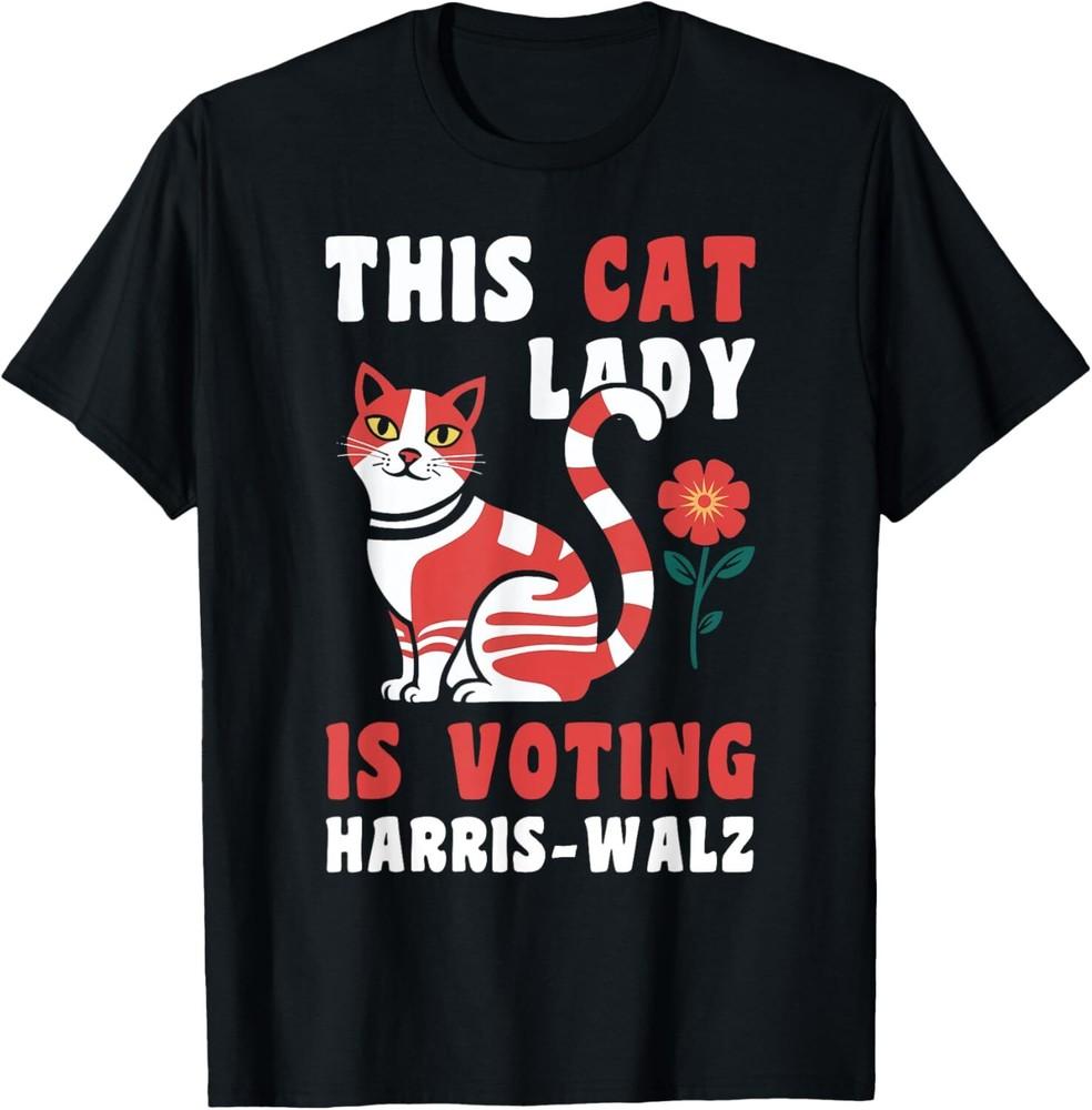 This Cat Lady Is Voting Harris Walz 2024 Kamala Harris Waltz T-Shirt Unisex T-Shirt S