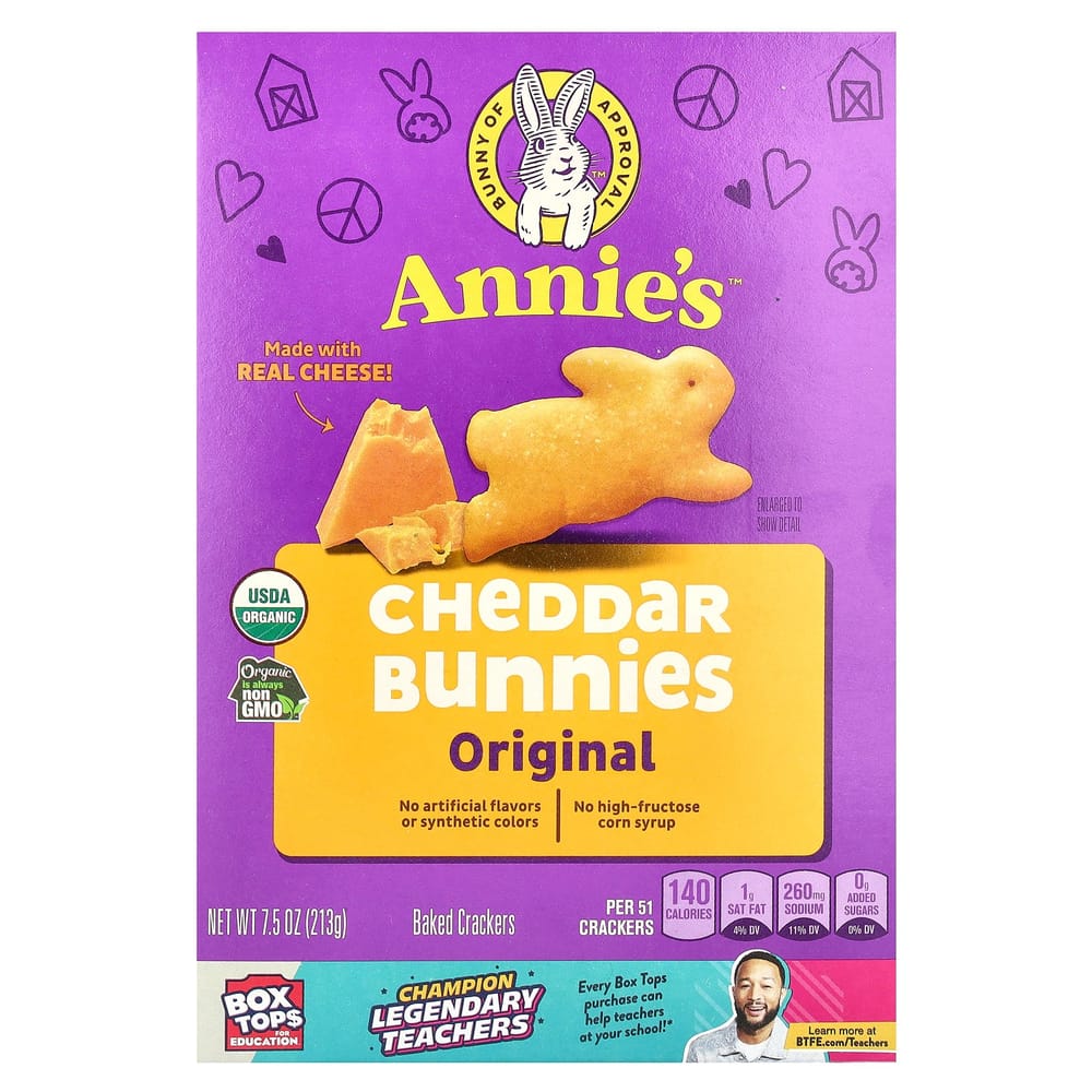 Annie s Homegrown Organic Cheddar Bunny Baked Snack Crackers 213g