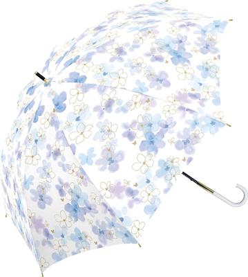 Parasol Long Suitable for Sun and Floral Orchid UV UPF Heat Light 55cm [Nakatani] Women's Umbrella, Hand-Opened, Rain, Blue, Protection, 50,