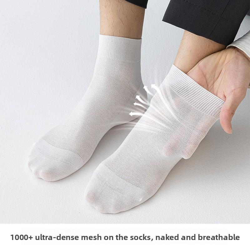 Men's Cotton Pure Cotton Socks - Lightweight Summer Shorts Socks with Mesh Ventilation for Comfortable Casual Wear for Men - Summer