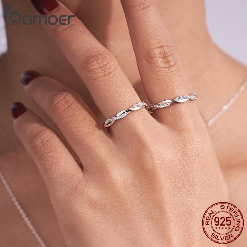 925 Sterling Silver Twisted Vine Cubic Zirconia Eternity Band Wedding Band Ring for Women 3 Colors