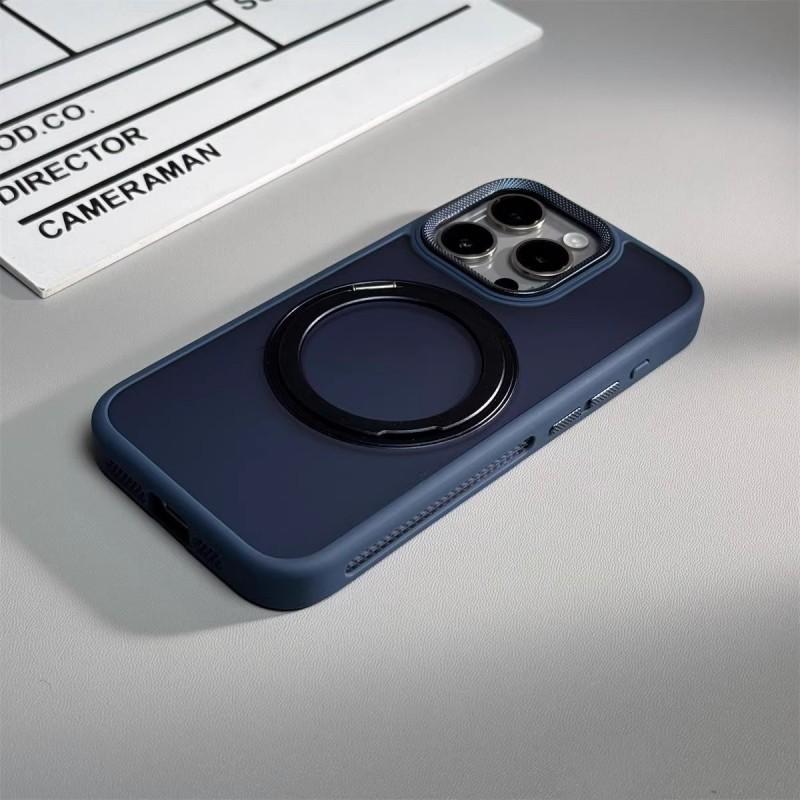 Matte Finish IPhone 17 Pro Max Case With 360 Rotating Magnetic Kickstand Metal-PC Hybrid Heat Dissipation Mesh Design