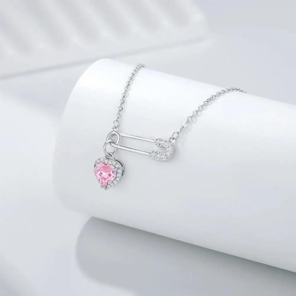 Love Pendant Pin Necklace Safety Needle Necklace Fashion Choker  Women