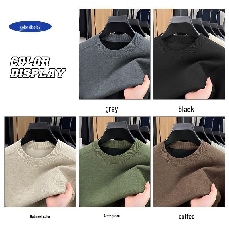 ROMON Men's Crew Neck Long Sleeve Knit Sweater