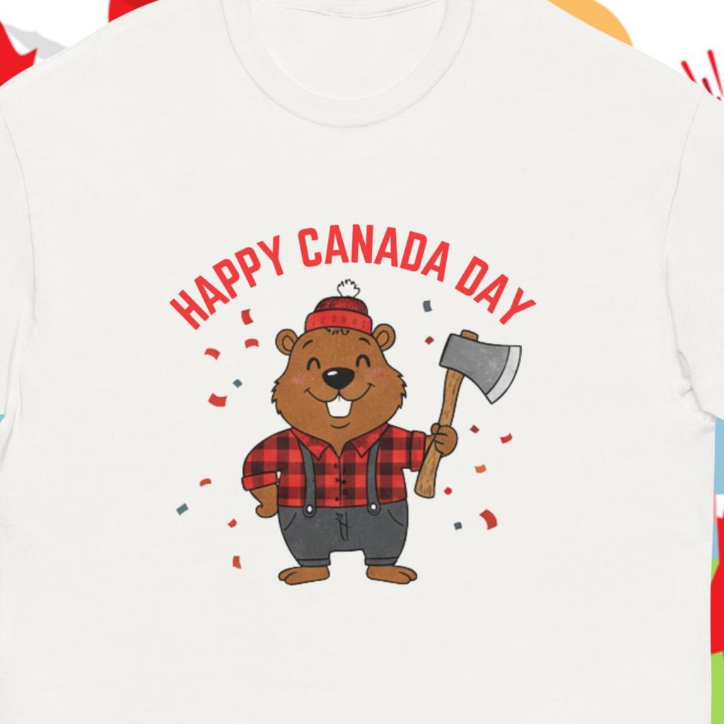 Happy Canada Day fun lumberjack beaver patriotic t-shirt | Novelty Tshirt