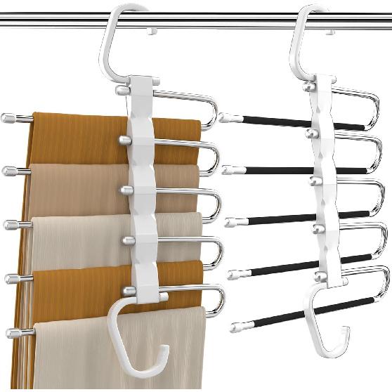 Pant Hangers Space Saving Jean Hangers -No Wrinkle Clothes Hanger - Closet Organizer and Storage, College Dorm Room Essentials Apartment Must Have -