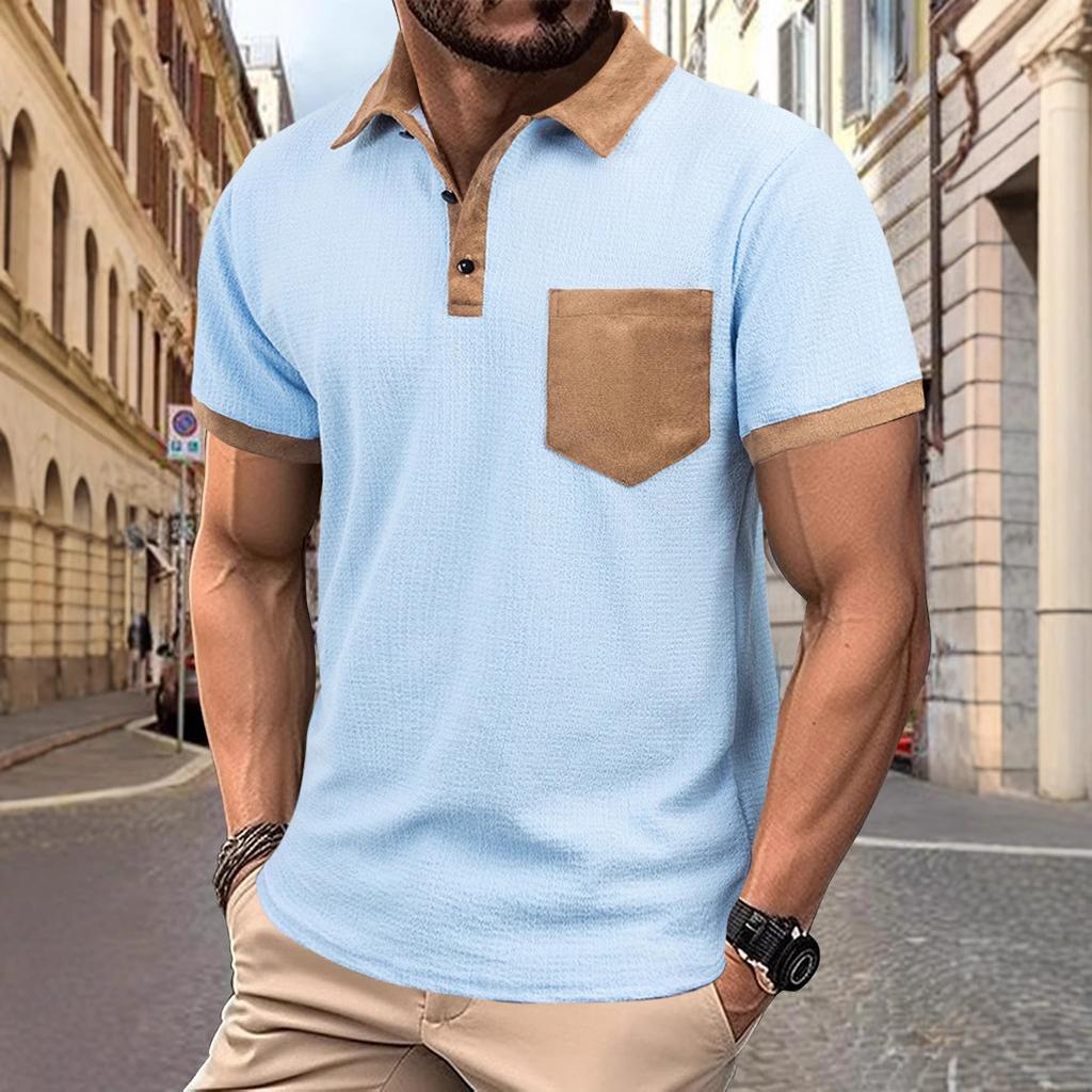 Mens Short Sleeve Polo Shirt Solid Color Streetwear Lightweight Lapel Tshirts for Men Summer Jogging Sport Tops