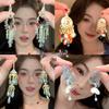 Silver Needle Diamond Butterfly Tassel Earrings: Retro European & American Style, Elegant Crystal Studs, Light Luxury for Women.