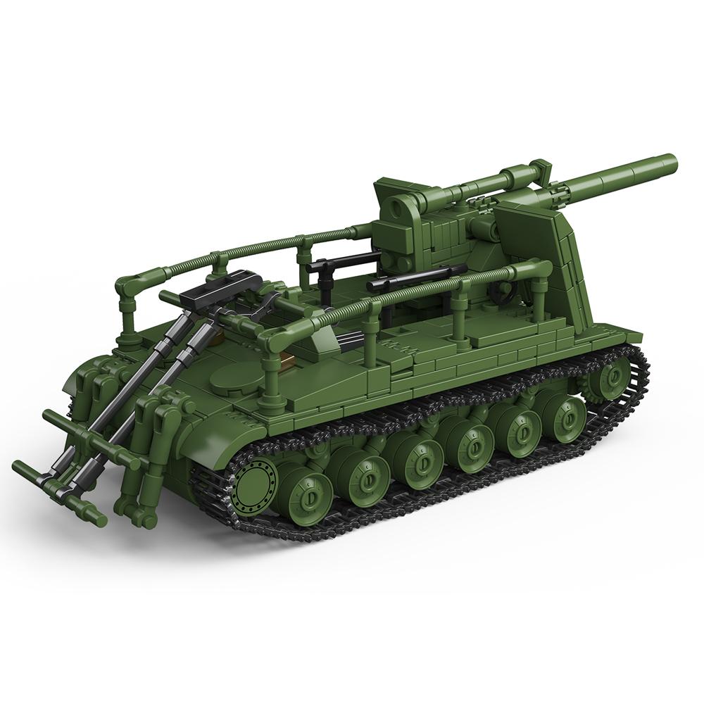 World War 2 WW2 Army Military Soldiers S-51 Self-Propelled Artillery Scale Model Building Block Set Block Bricks Toys Playsets For Children