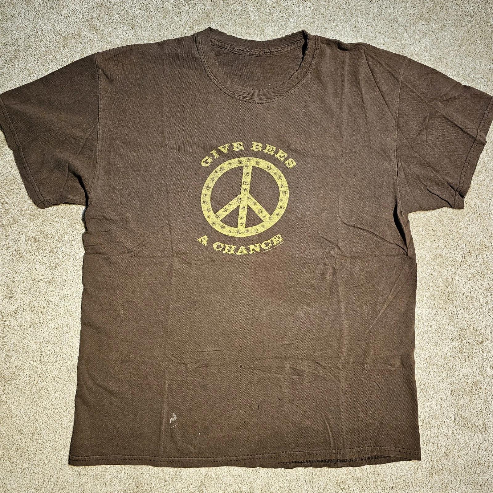 

Vtg Y2k Give Bees A Chance Distressed Size L Faded T-shirt Grunge Cottage Punk S