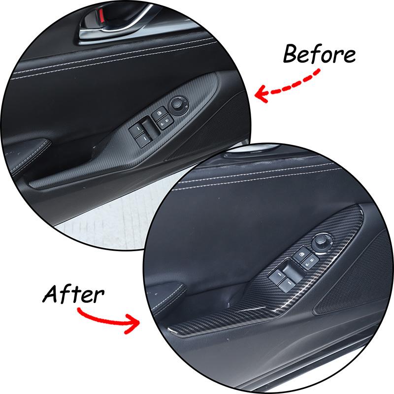 ABS Carbon Fiber/Matte Black For Mazda MX-5 2016-2026 Window Lifting Button Decorative Frame Sticker Car Interior Accessories