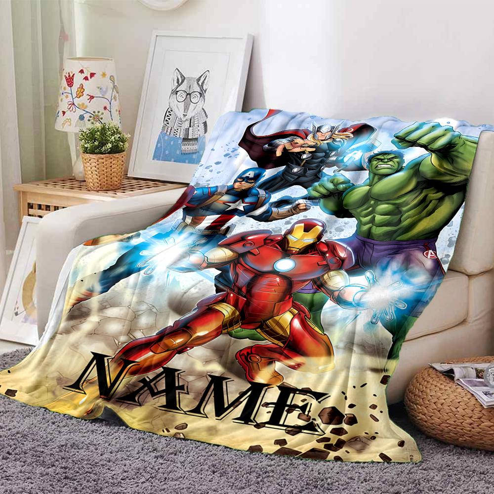 Customiz Name Personality The Avengers Blanket Soft &Warm Sofa Office Bed Travel Lunch Break Blanket, Gift Suitable All Seasons