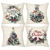 Festive Christmas Pillow Covers: Wreaths, Birds, and 'Merry Christmas' Designs Sofa Cushion Cover New Year Home Room Decoration