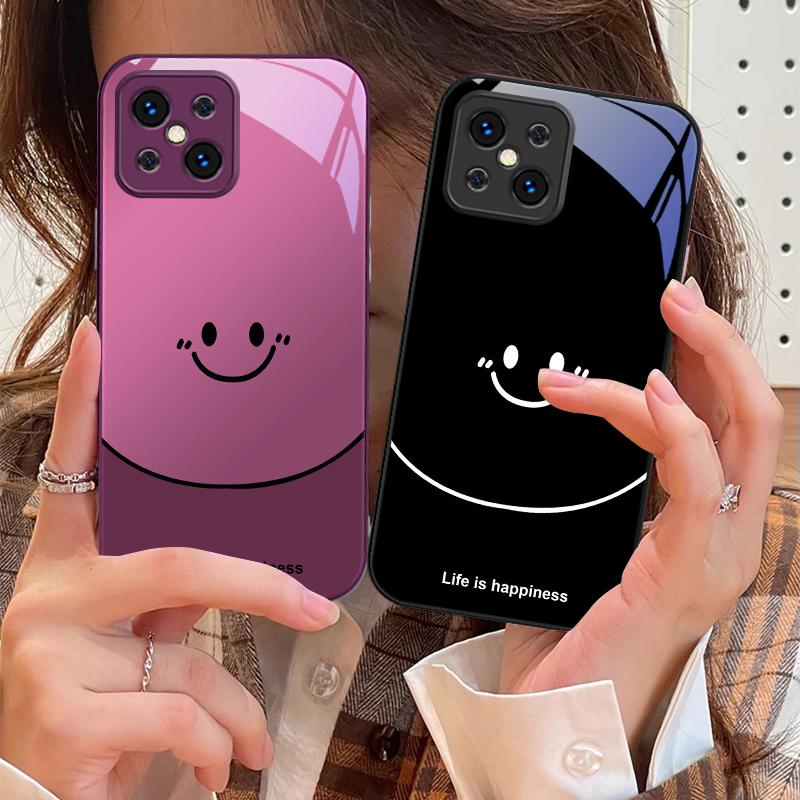 Life is about being happy For Oppo Find X5 X8 Pro X2 Lite X7 Ultra F11 23 Reno4 Z 6 Pro A72 58 78 73 16 98 A54S Glass Phone Case