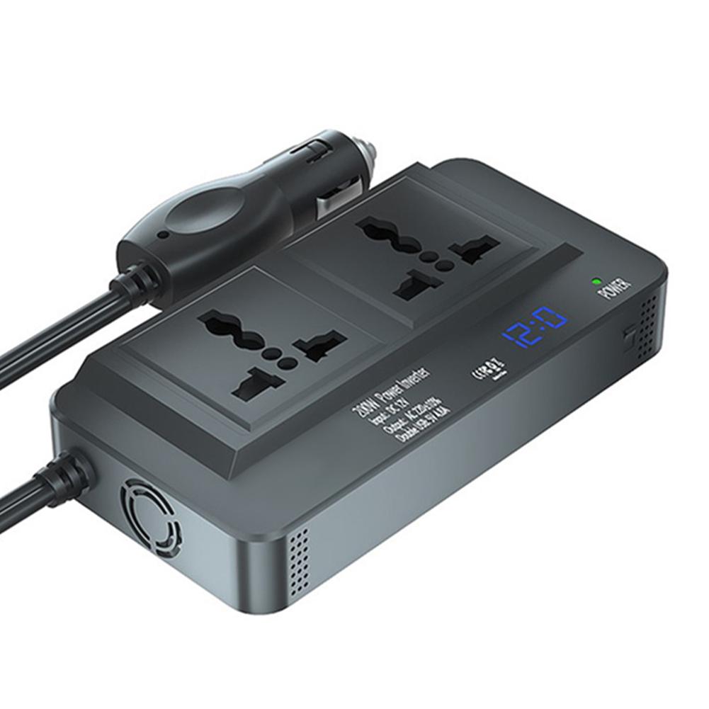 200 W Auto-Wechselrichter DC 12 V auf AC 110 V 220 V Modifizierter Sinus-Netzteil 4 USB-Schnellladebuchse Universelle US-/EU-Steckdose