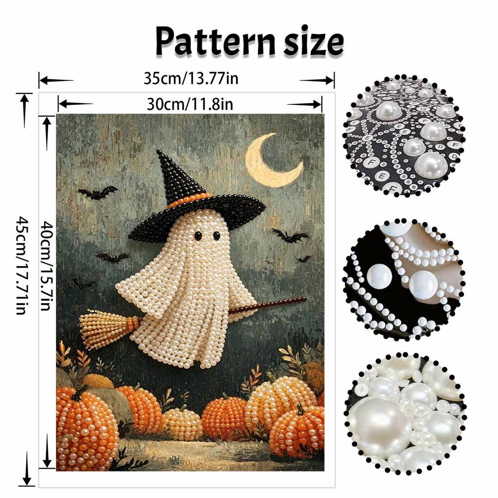 Halloween Pearl Painting Art Full Pearl Handmade Diy Home Decorations Ghost Witch Broom Pumpkin
