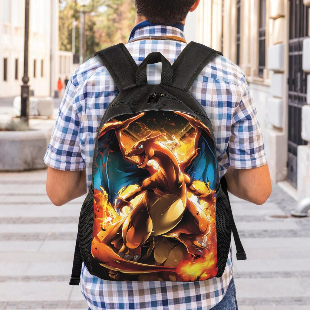 Pokemon Charizard Backpacks Daypack Mochila School Retro Washable Rucksack