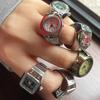 Reloj de Dedo Punk Retro Mini Correa Elástica Relojes de Aleación Anillos de Pareja Joyería Reloj Vintage Romano Cuarzo Anillos de Reloj Mujer Hombre