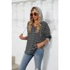 Autumn Women's Striped Clashing Colour Splicing Hooded Long Sleeve Loose Sweatshirt