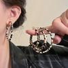 Silver Needle Retro Leopard Print Resin Earrings - Women's Fashion Stud Jewelry