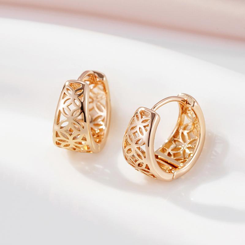 Kinel Vintage Hollow Dangle Earrings For Women Gold Color Glossy Jewelry