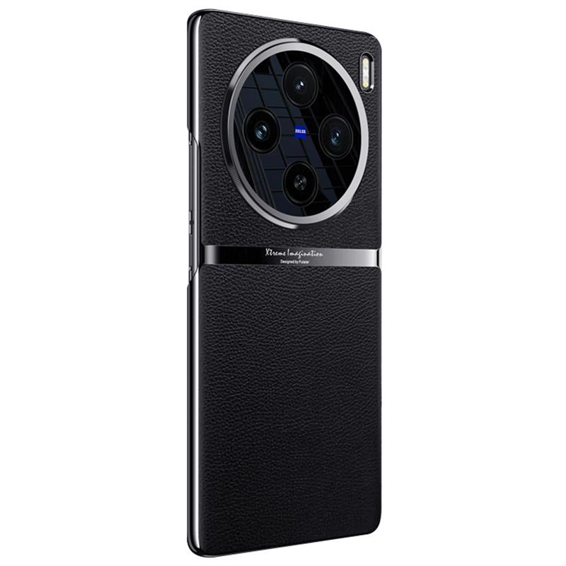 

For vivo X100 5G Shockproof Case Acrylic+PC+PU Leather Phone Cover Black