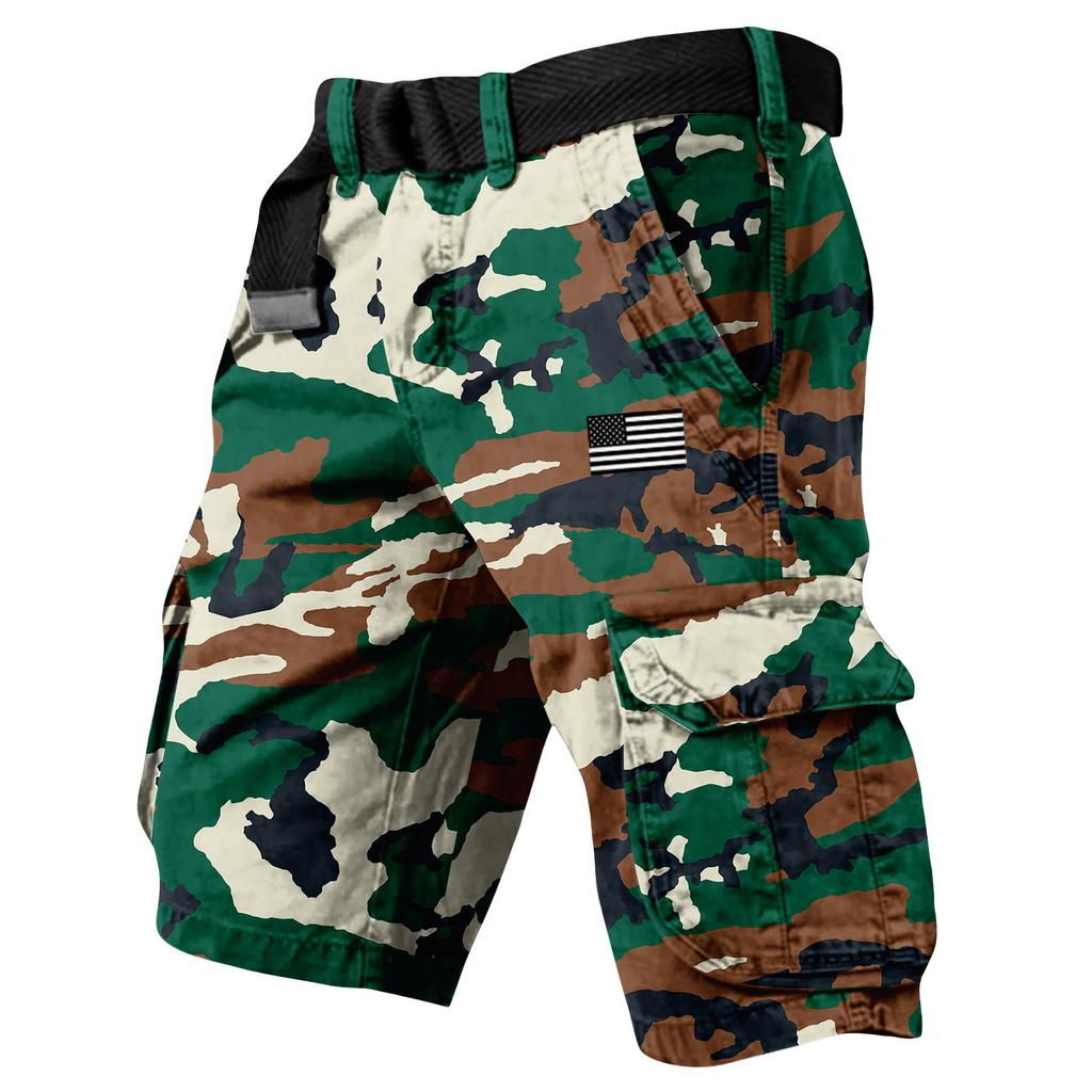 Herren Sommer Bedruckte Outdoor-Shorts Herren Lockere Mehrzweck-Taschen-Shorts