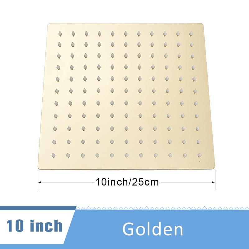Shinesia Golden Ultra-thin Shower Head Square Rainfall 8"/10"/12" Shower Head Without Arm Bathroom Accessories