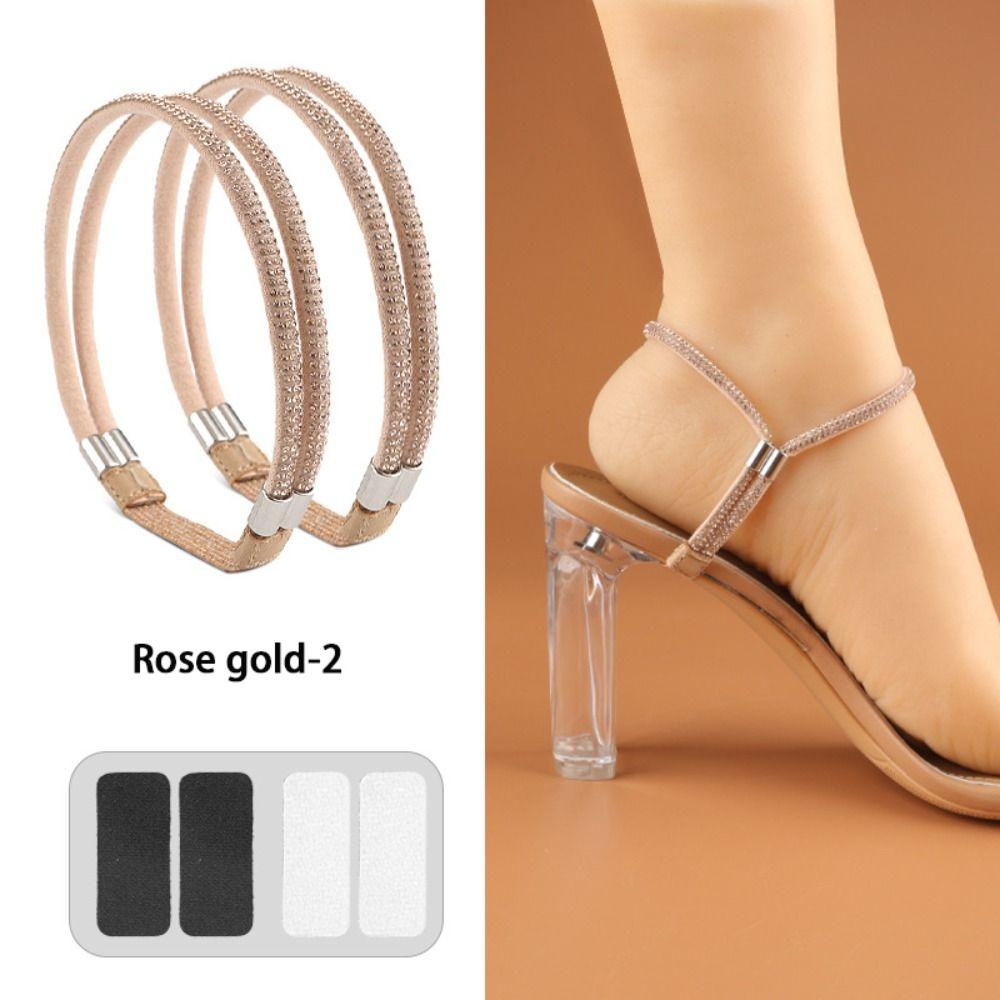 2Pairs Bundle High Heels Women Shoeslaces Ankle Holding Shoes Decorations Lazy Shoelaces Adjustable Elastic Shoe Belt Women