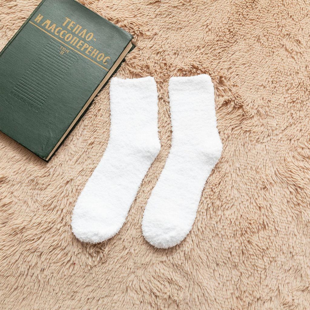 Pánské středně vysoké ponožky z korálového fleecu - Útulné domácí a spací oblečení na podzim/zimu.