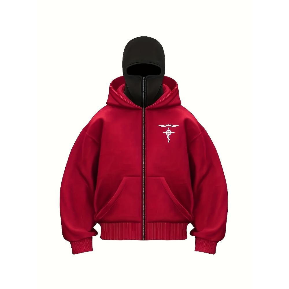 

Popular Y2K Jacket with Double Hood and Zipper Printed with Fashionable Streetwear Treasures XXL