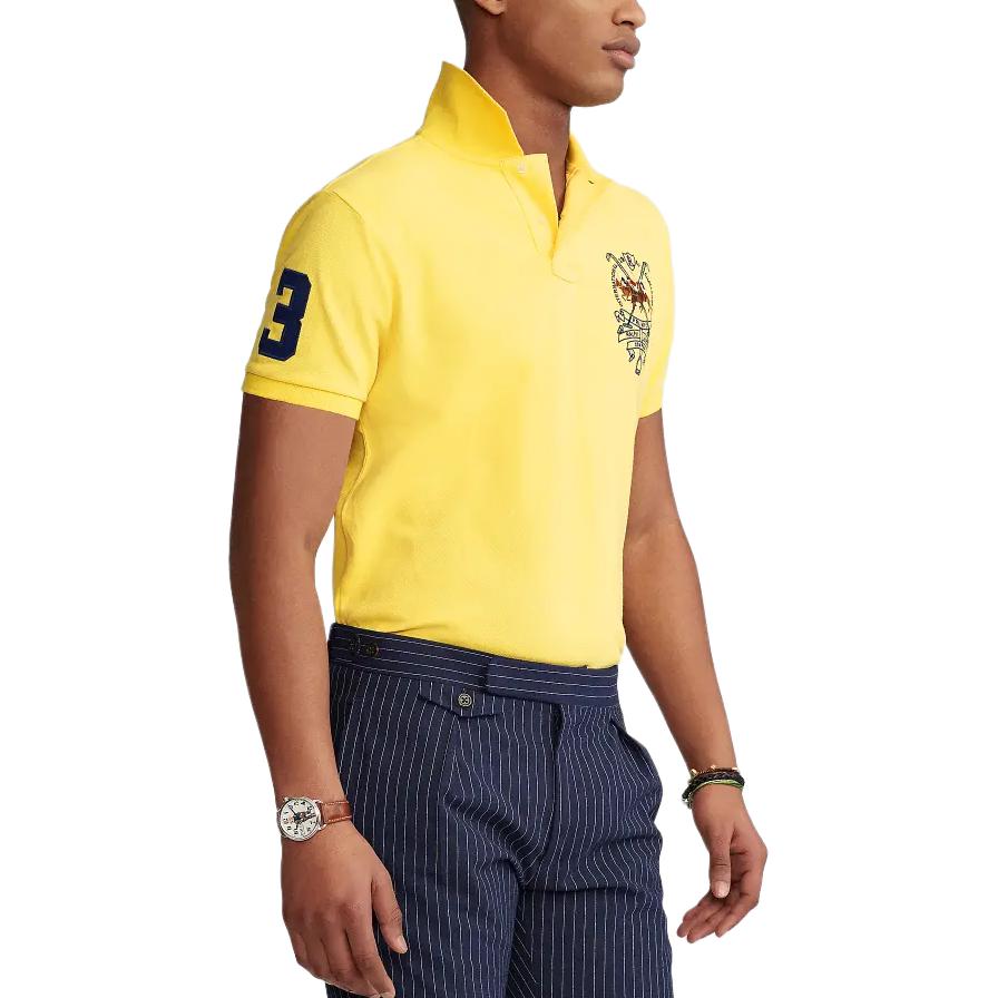 Polo Ralph Lauren Logo Brodé Boutons Verticaux Coupe Slim Manches Courtes Polo Homme Polos Jaune MNPOKNI1N820590-730