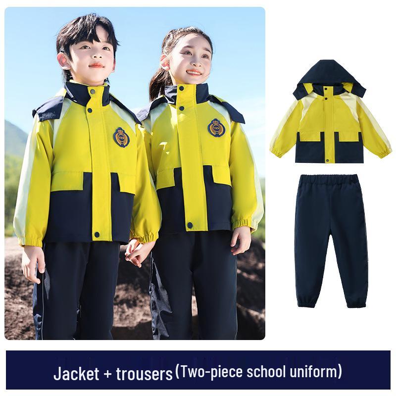 Primary School Windbreaker Autumn/Winter Uniform Three-Piece Set for First Grade and Kindergarten Students