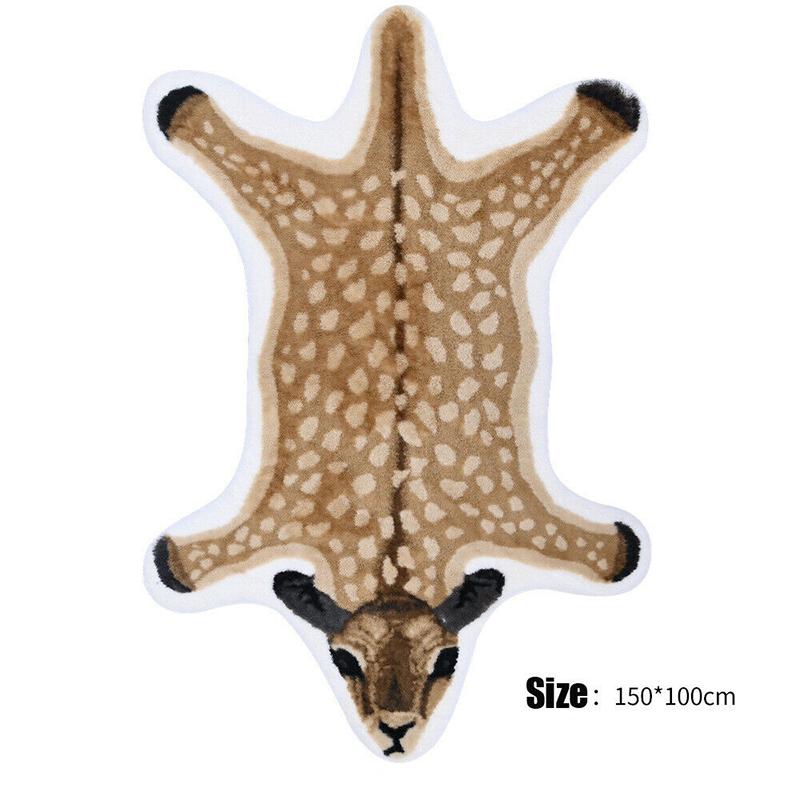Nordic Style Cute Animal Printed Rug Panda Leopard Tiger Giraffe Lion Shape Faux Skin Carpet Plush Antiskid Carpet