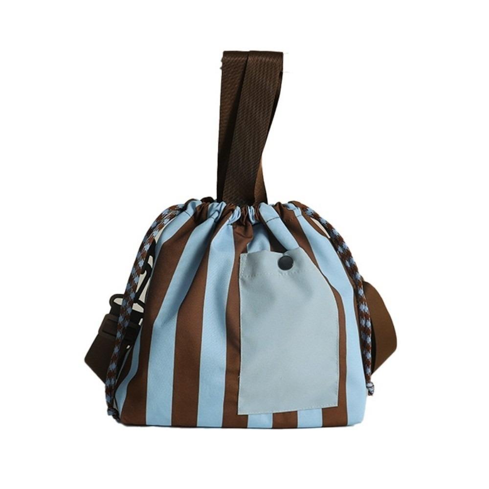 Large Capacity Crossbody Lunch Bag Adjustable Waterproof Lunch Box Bag Shoulder Strap Hand-held Insulated Meal Bag синий