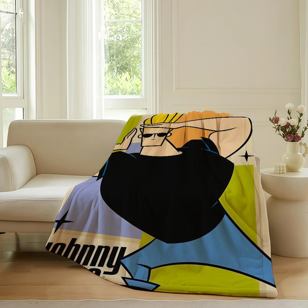 Coperta Cartoon J Johnny B Bravo per Divano Ufficio Letto Aereo Viaggio Sonno Lettura Relax Campeggio Morbida e Calda