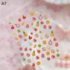 Kawaii Red Jelly Tomato Nail Art Sticker Bowknot Star Cute Summer Fruit 5D Fruit Self Adhesive Nail Art Decals For Summer Diy