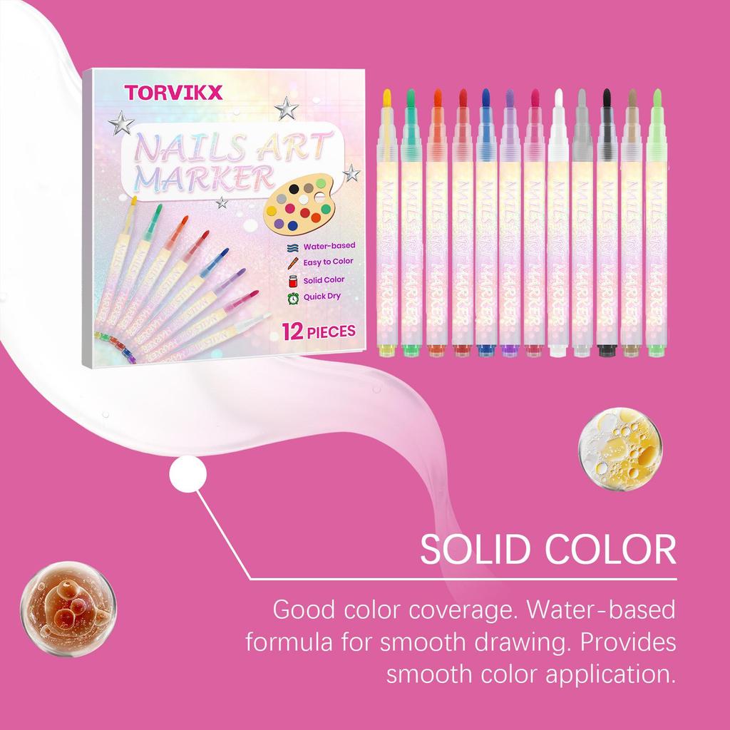 TORVIKX Multicolor DIY Nail Art Pen - Easy, Smudge-Resistant, Versatile for Any Occasion