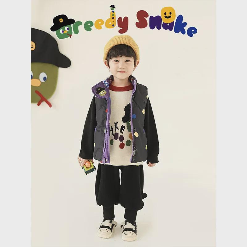 Wulibuyi 2025 Boys' Long-Sleeve Cartoon Snake Sweater – Warm Winter Knit