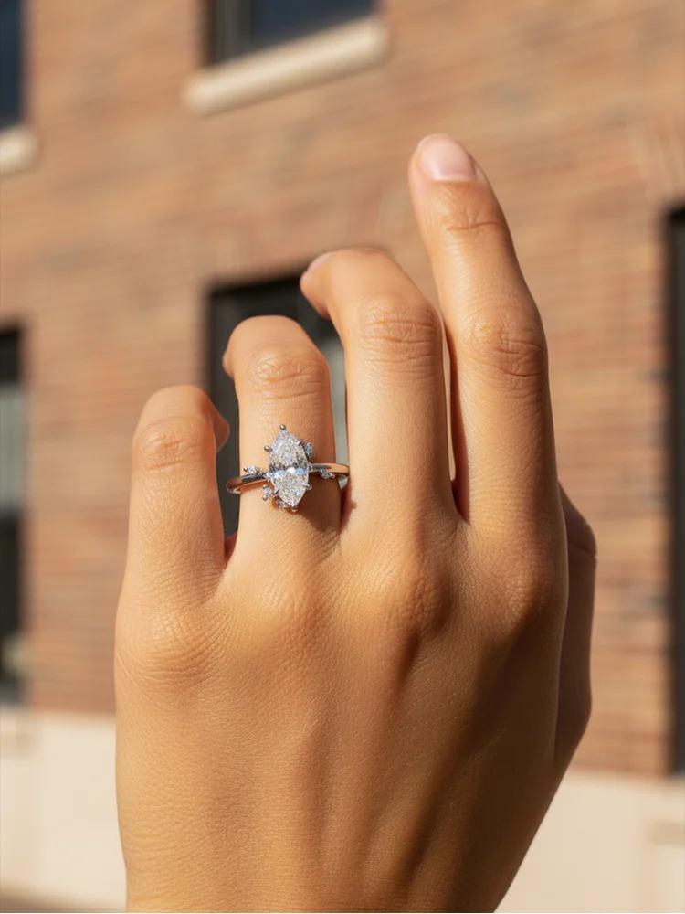 925 Sterling Silver Fashion Personalized Marquise Zircon Ring For Women Anniversary Engagement Luxury High Quality Jewelry